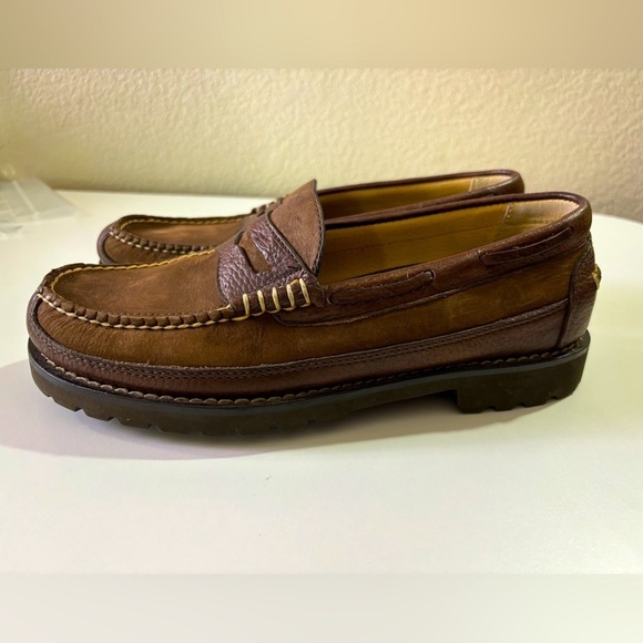 L.L. Bean Allagash Leather Penny Loafers in Bean Boot Brown/Suede 7.5 main image 5